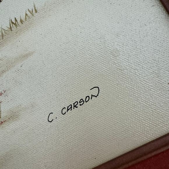 Vintage C. Carson Original Framed Oil On Canvas Painting Art Pheasants Signed - Picture 3 of 5